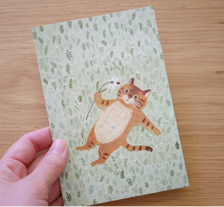 草原上的橘貓 插畫明信片｜日本 4legs