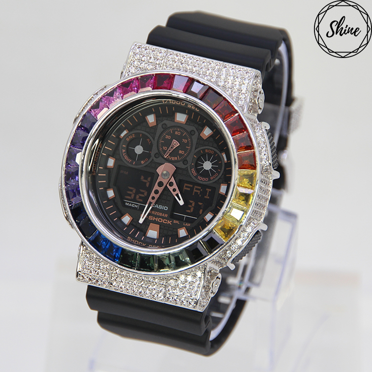 銀色 改裝手錶 GA-100GBX-1A4 - 彩虹