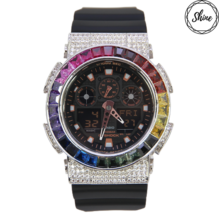 銀色 改裝手錶 GA-100GBX-1A4 - 彩虹