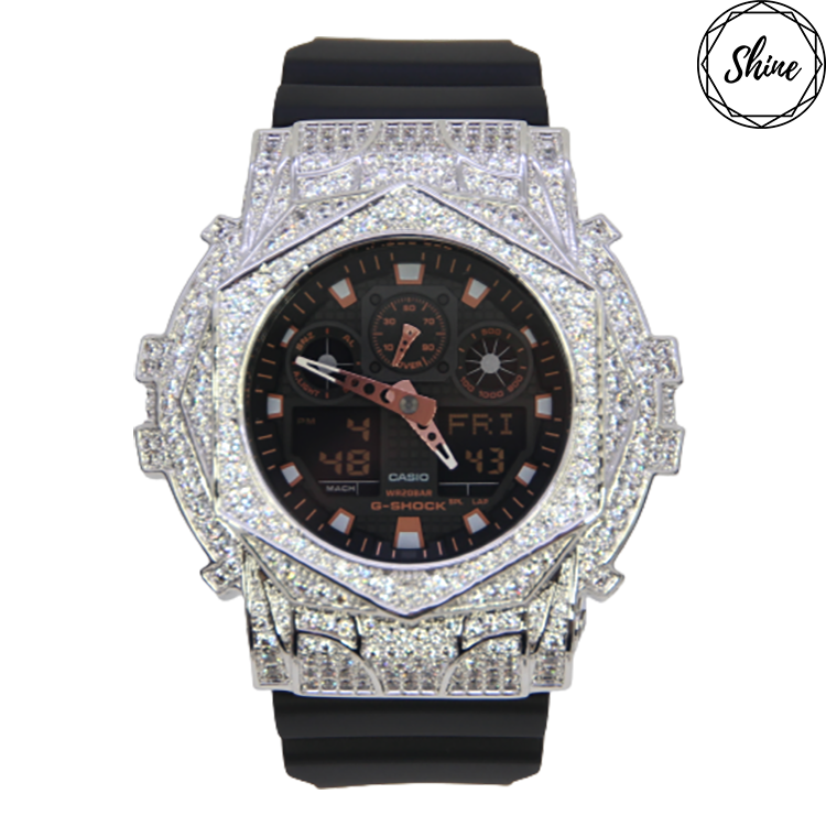 銀色 改裝手錶 GA-100GBX-1A4 - 玫瑰