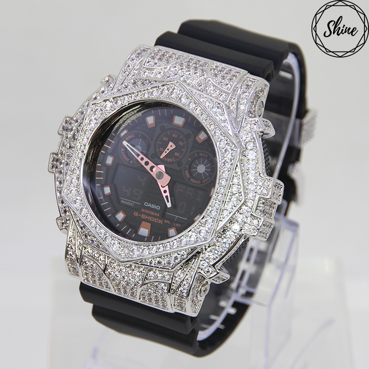 銀色 改裝手錶 GA-100GBX-1A4 - 玫瑰