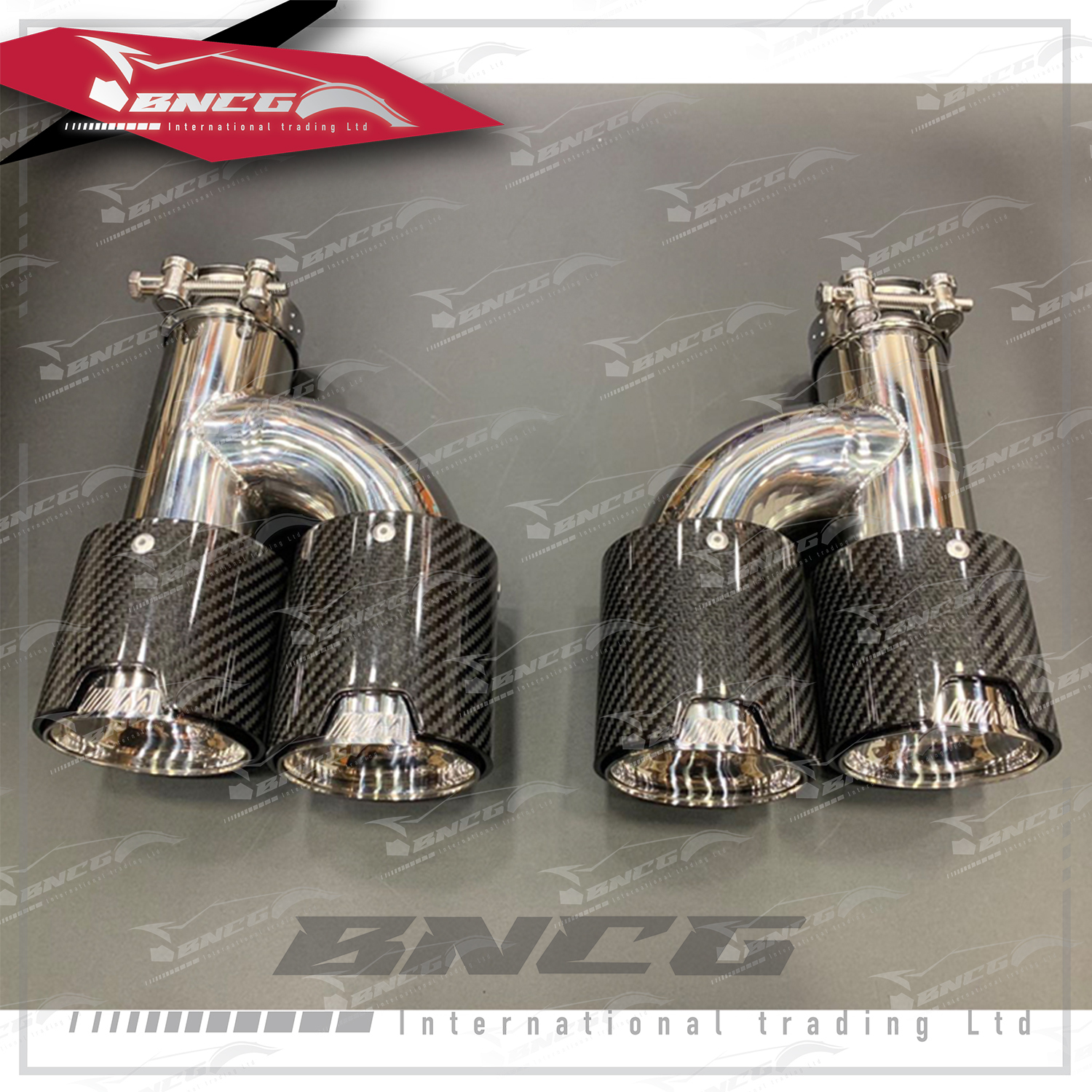 寶馬 BMW 通用款 改裝 M系 M標卡夢 碳纖維 排氣管 雙出h型 尾飾管 排氣管 卡箍式安裝 【2件裝】