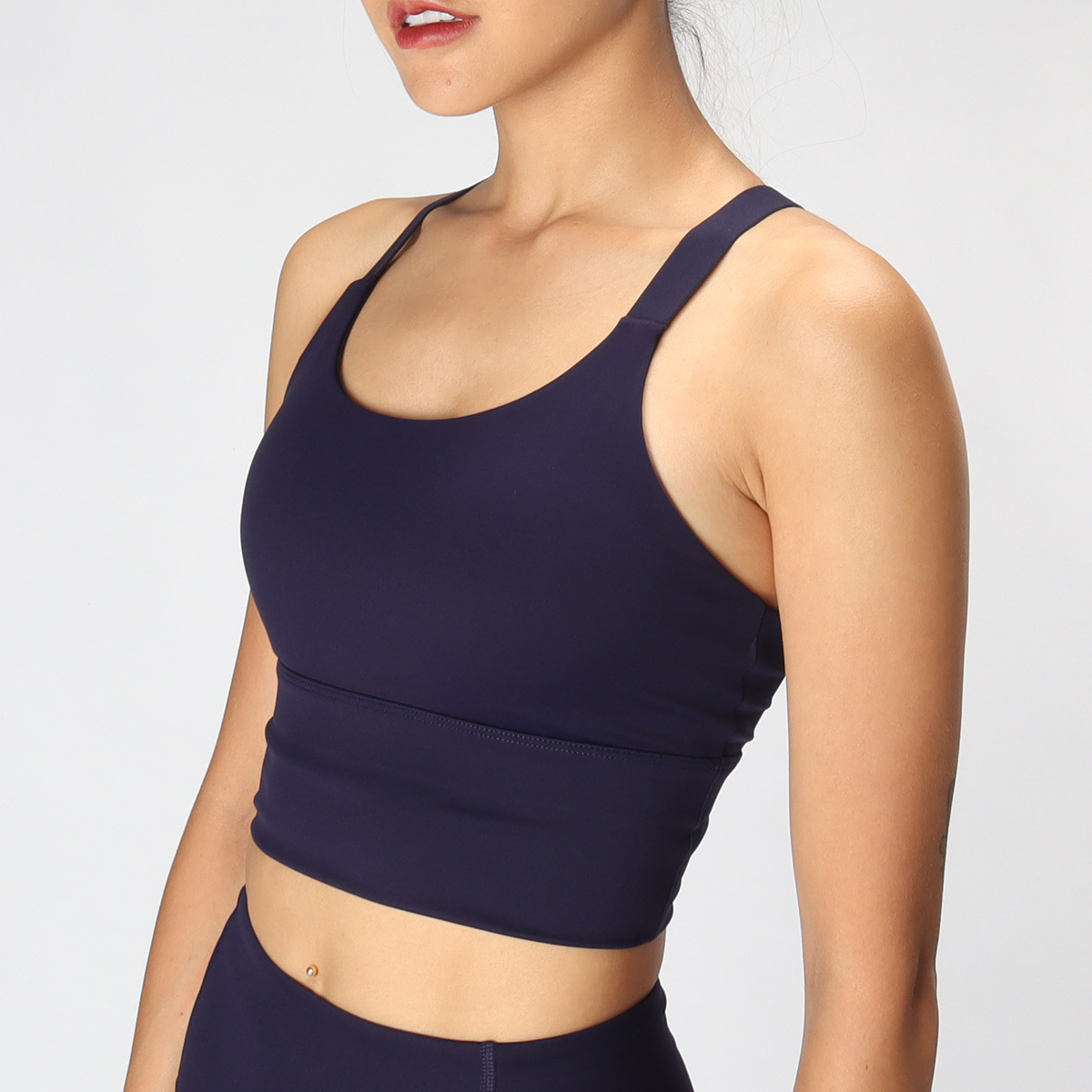 可調節含罩杯短版工字美背瑜珈/運動/機能背心【可換襯墊/上下一致】*