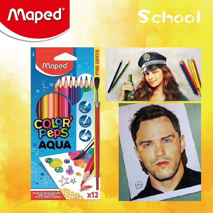 Maped 12色水溶性木顏色筆(紙盒裝)