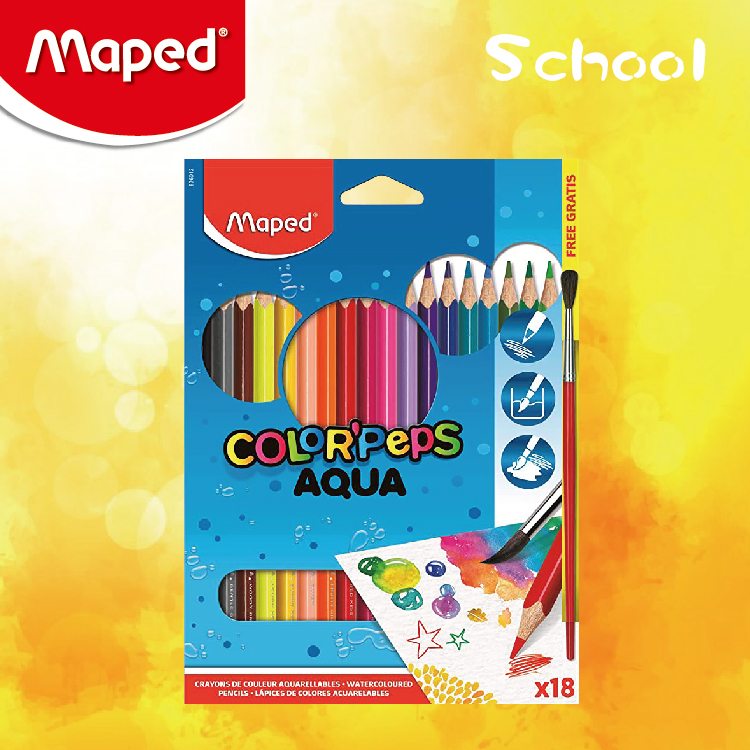 Maped 18色水溶性木顏色筆(紙盒裝)