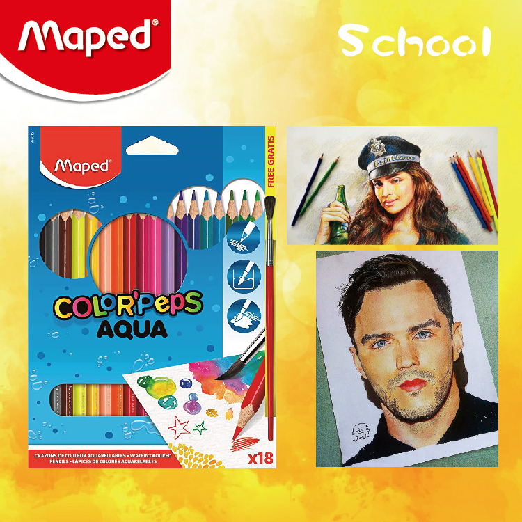 Maped 18色水溶性木顏色筆(紙盒裝)