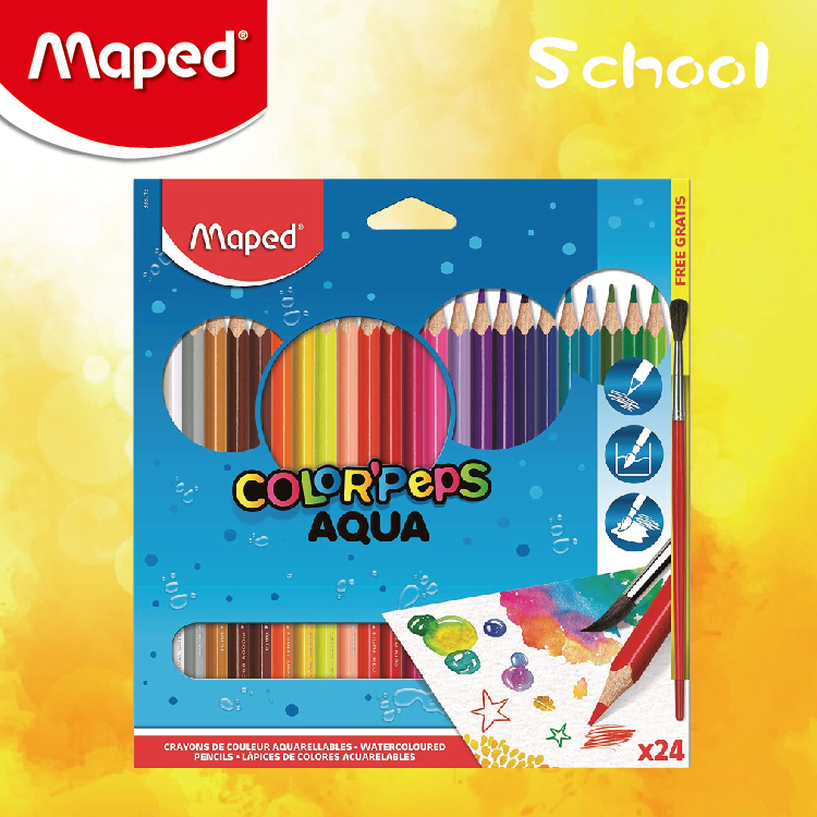 Maped 24色水溶性木顏色筆(紙盒裝)