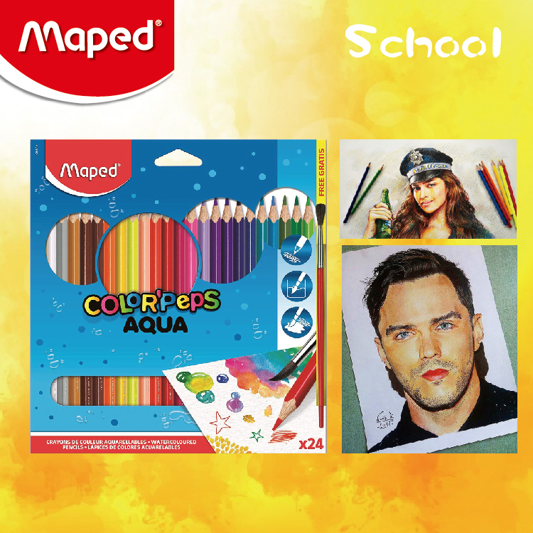 Maped 24色水溶性木顏色筆(紙盒裝)