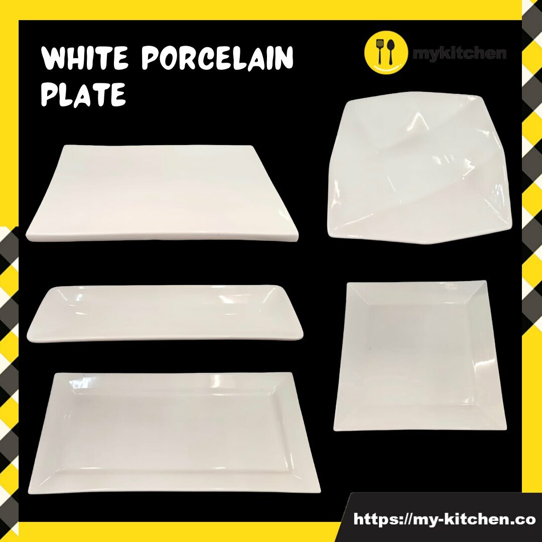 [MY KITCHEN] Porcelain Rectangular Plate White Porcelai