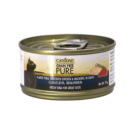 CANIDAE ®PURE 白身吞拿魚雞絲與鯖魚 貓罐頭 70g