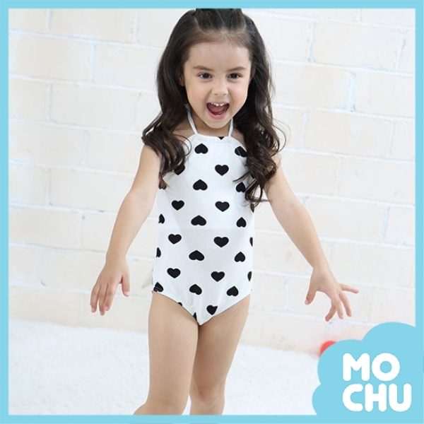 黑白愛心連身泳裝
