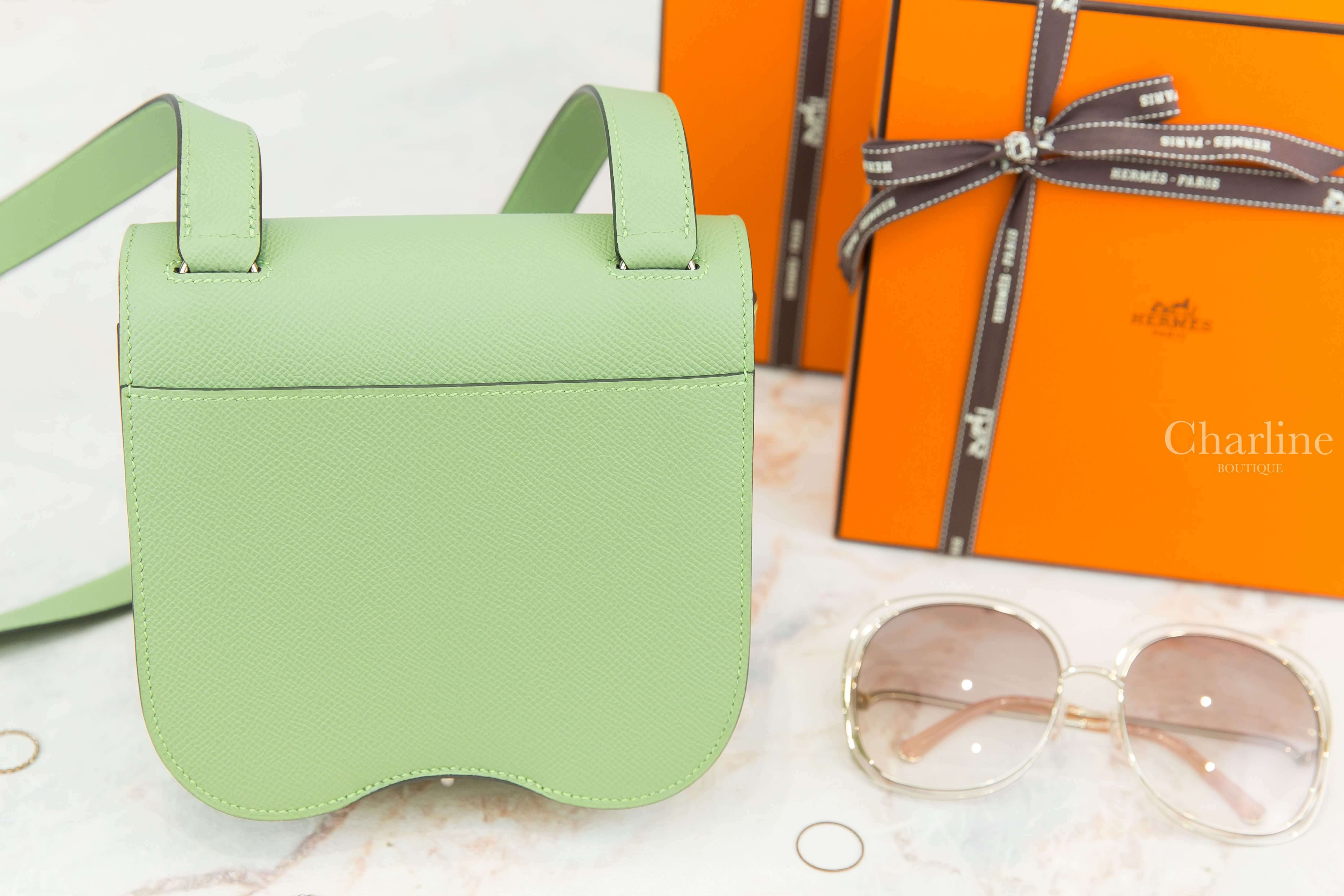 Hermès Hermes Della Cavalleria Mini Bag 3I Vert Criquet Epsom Z刻牛油果綠銀釦肩背包-Charline Boutique 精品代購