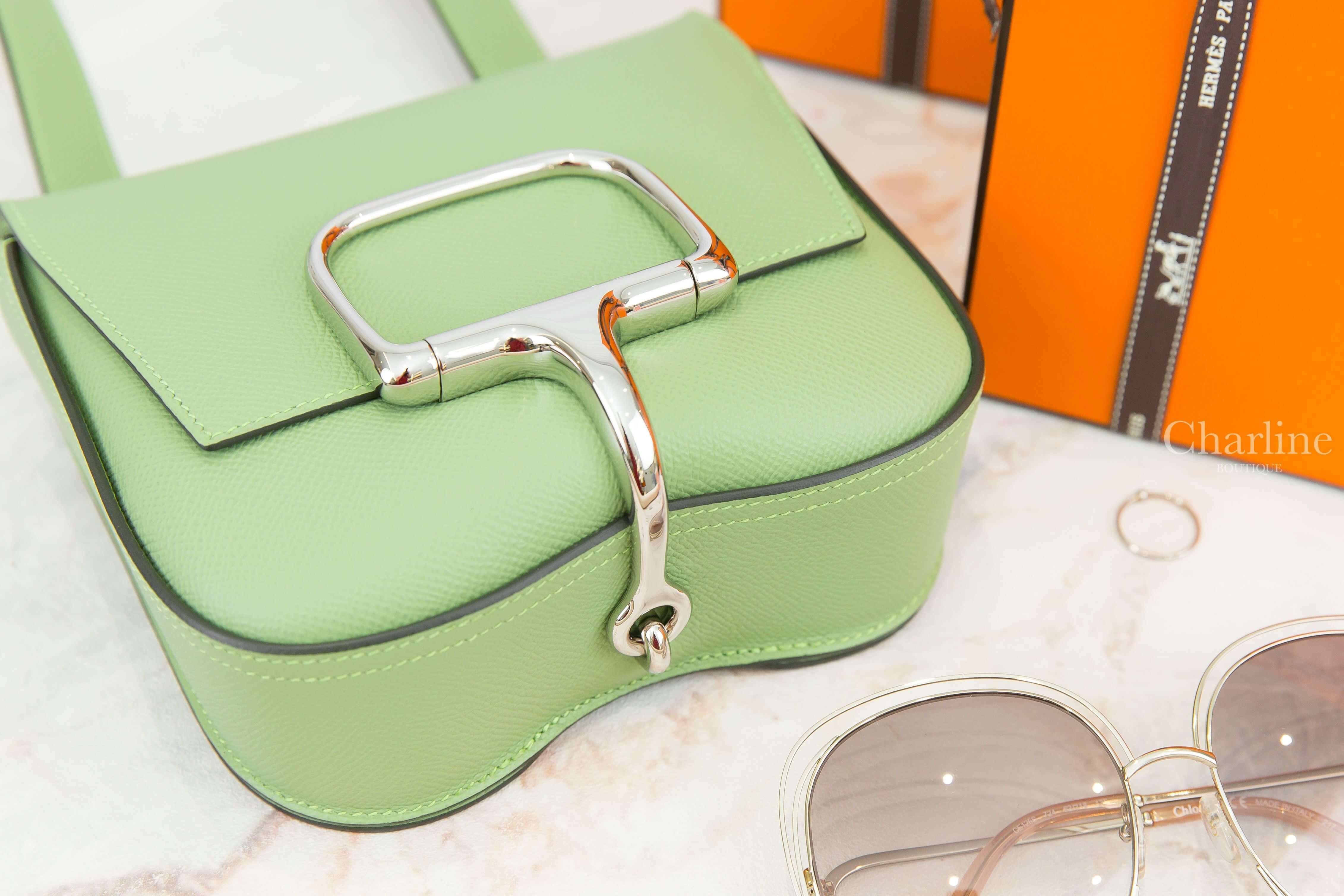 Hermès Hermes Della Cavalleria Mini Bag 3I Vert Criquet Epsom Z刻牛油果綠銀釦肩背包-Charline Boutique 精品代購