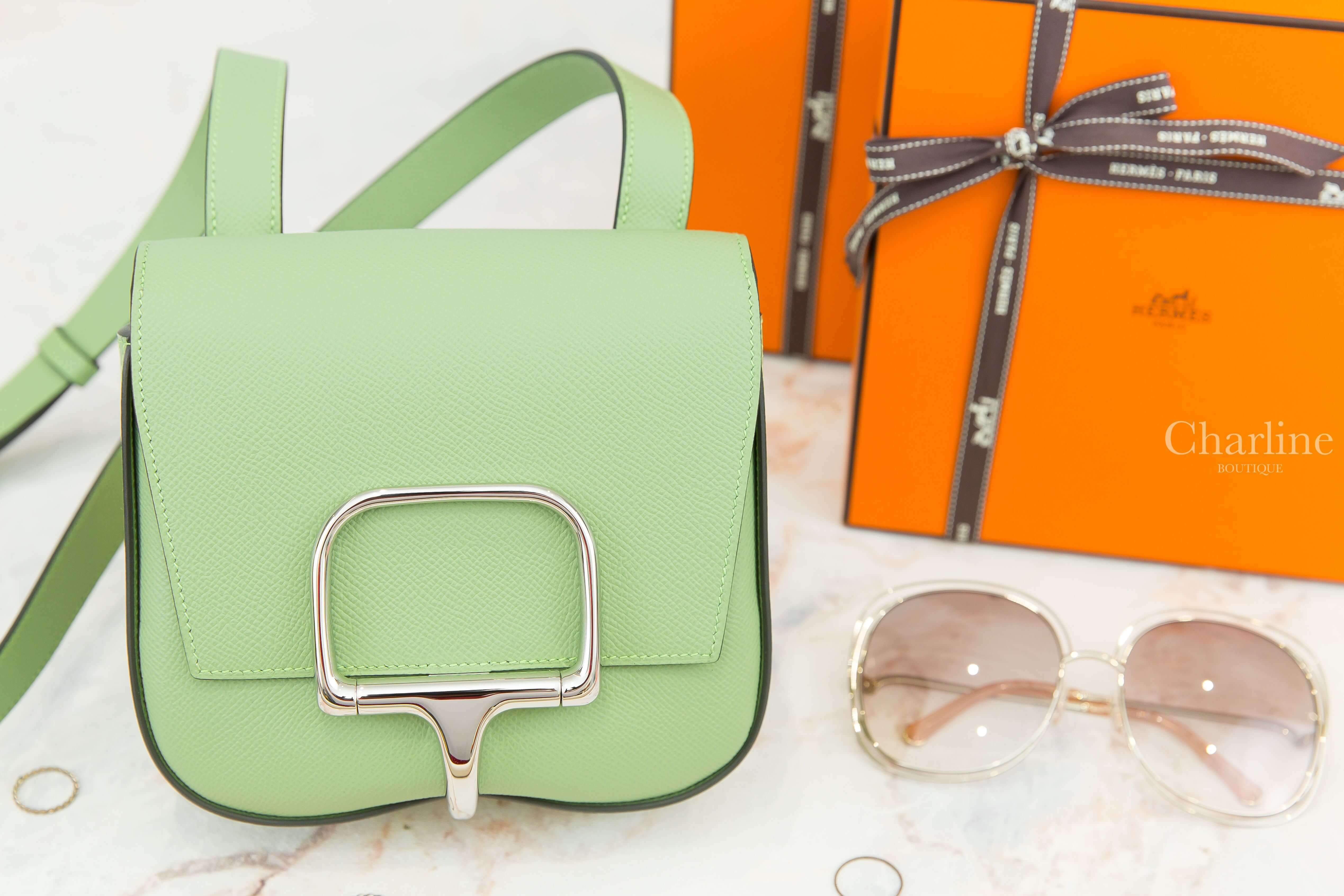 Hermès Hermes Della Cavalleria Mini Bag 3I Vert Criquet Epsom Z刻牛油果綠銀釦肩背包-Charline Boutique 精品代購