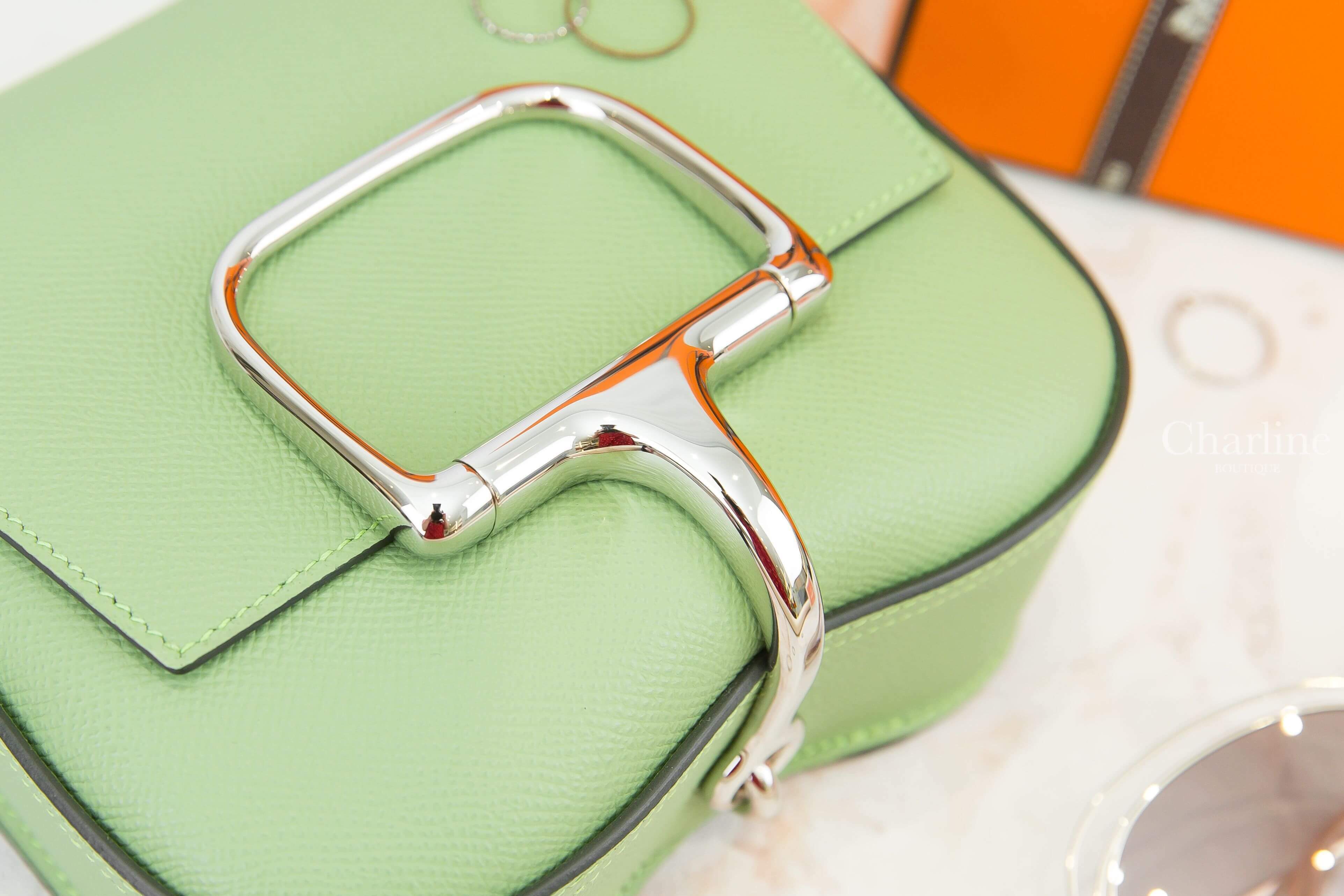 Hermès Hermes Della Cavalleria Mini Bag 3I Vert Criquet Epsom 牛油果綠銀釦肩背包
