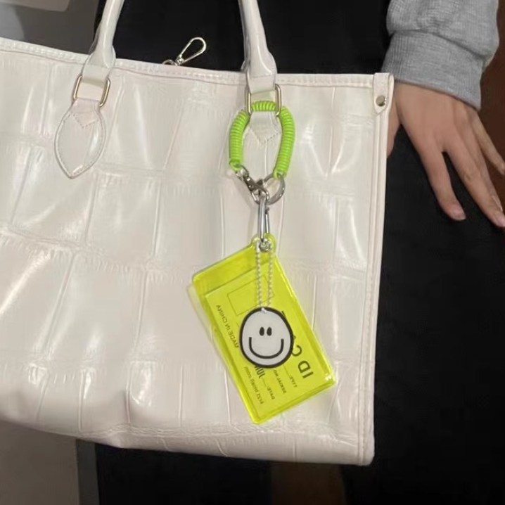 【SWMAY003】糖果色系笑臉墜飾透明彈力卡夾