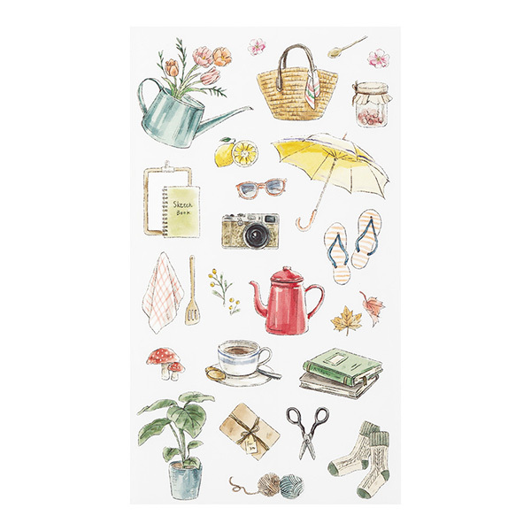 生活用具 手繪風插圖轉印貼紙｜MIDORI 日本