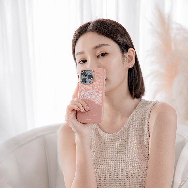 和諧字體 蜜荔殼 蜜荔粉皮革殼 - (訂製名字) iPhone客製化手機殼