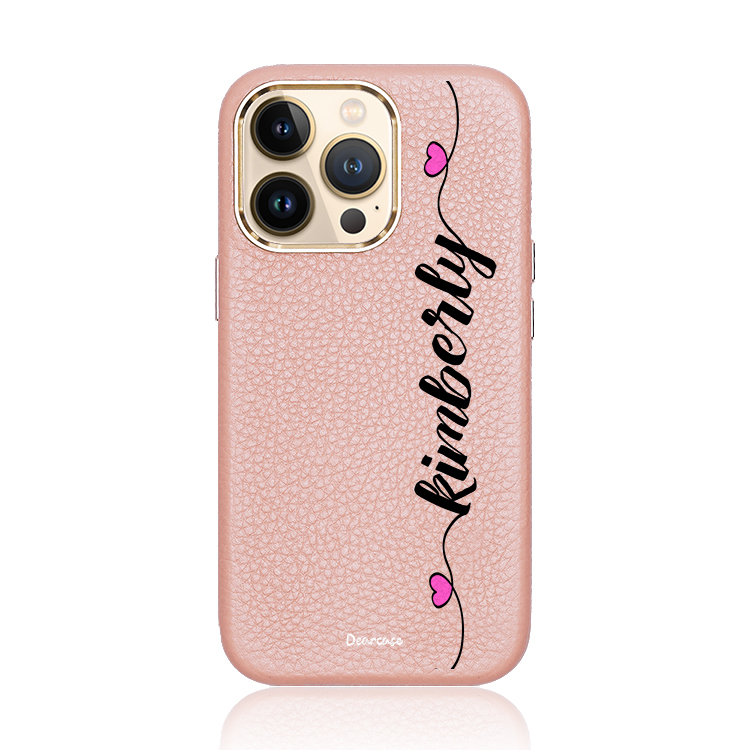 俏皮姓名 蜜荔殼 蜜荔粉皮革殼 - (訂製名字) iPhone客製化手機殼