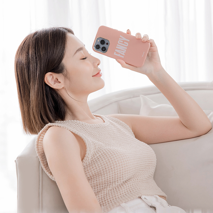 個性字體 蜜荔殼 蜜荔粉皮革殼 - (訂製名字) iPhone客製化手機殼