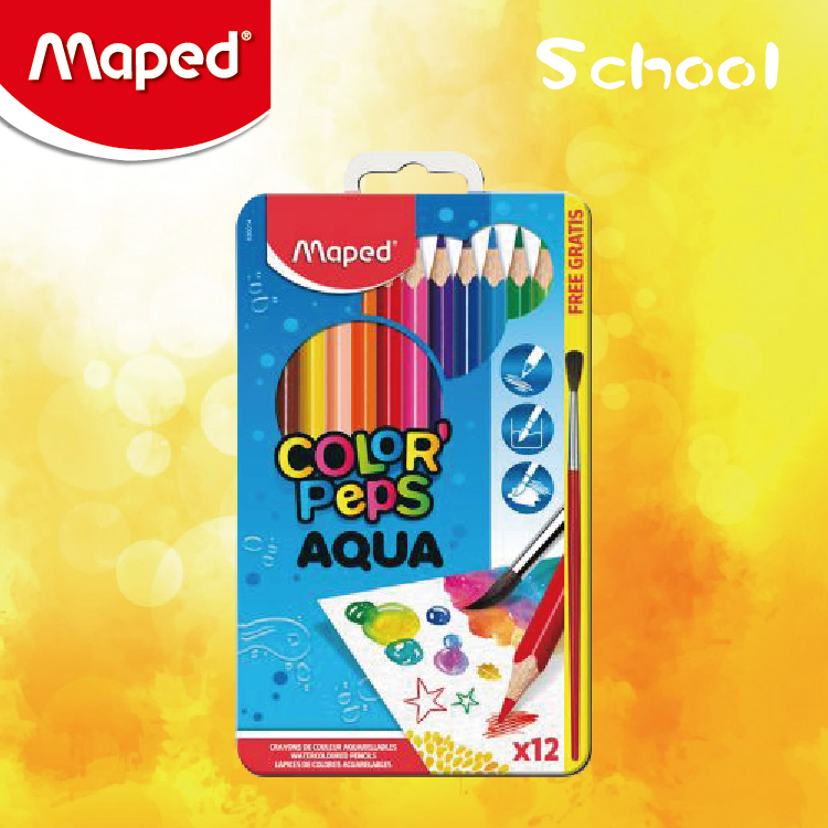 Maped 12色水溶性木顏色筆(鐵盒裝)