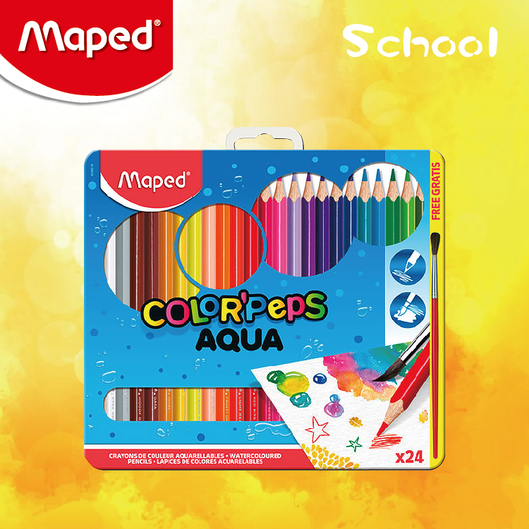Maped 24色水溶性木顏色筆(鐵盒裝)