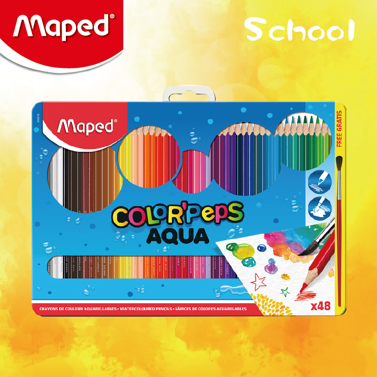 Maped 48色水溶性木顏色筆(鐵盒裝)