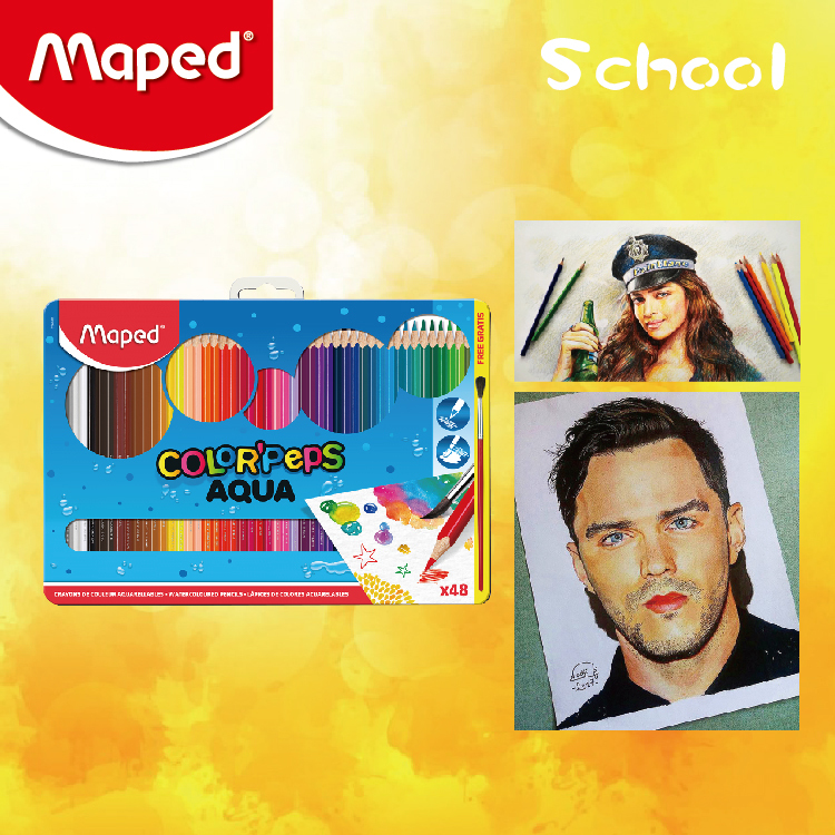 Maped 48色水溶性木顏色筆(鐵盒裝)