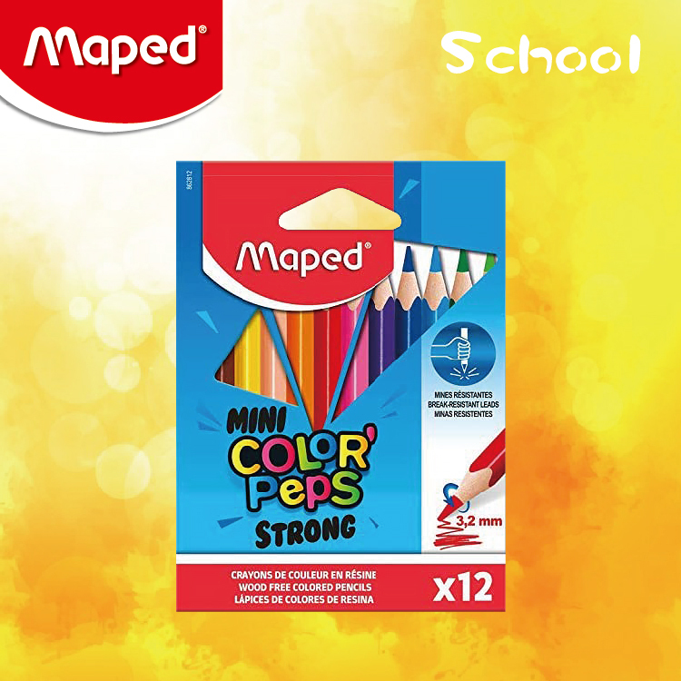 Maped 12色特強硬度迷你木顏色筆 (紙盒裝)