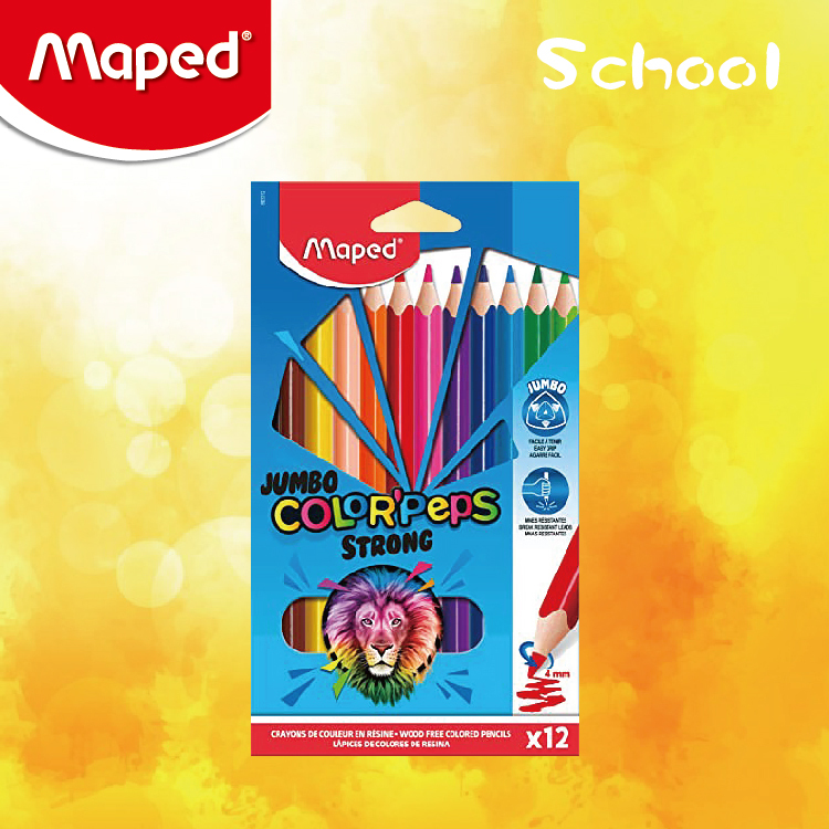 Maped 12色特強硬度粗桿木顏色筆 (紙盒裝)