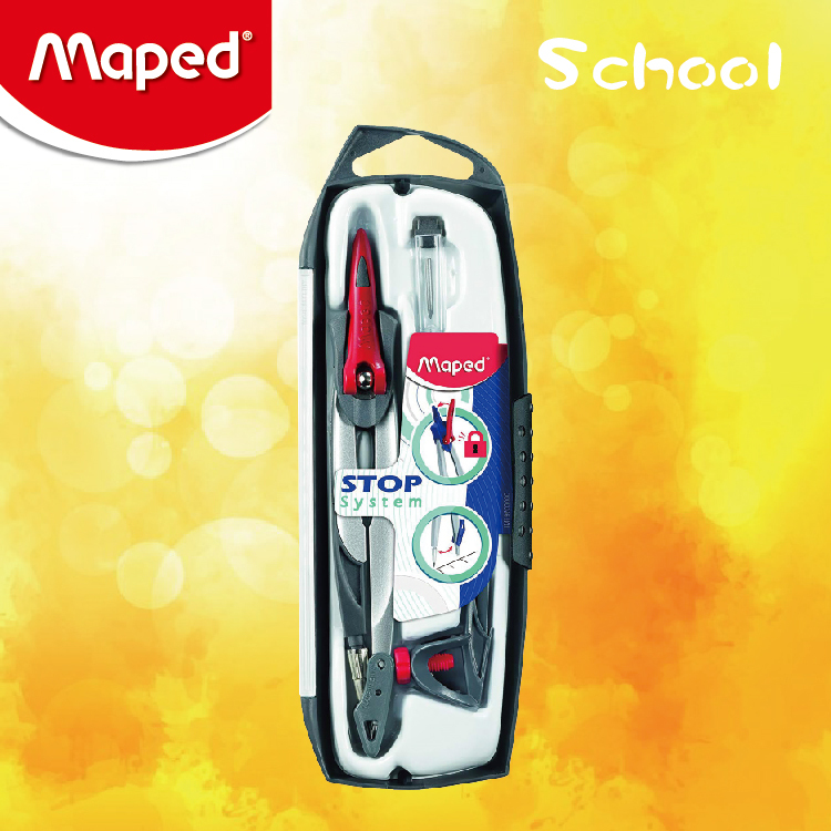 Maped STOP System系列3件裝上鎖圓規