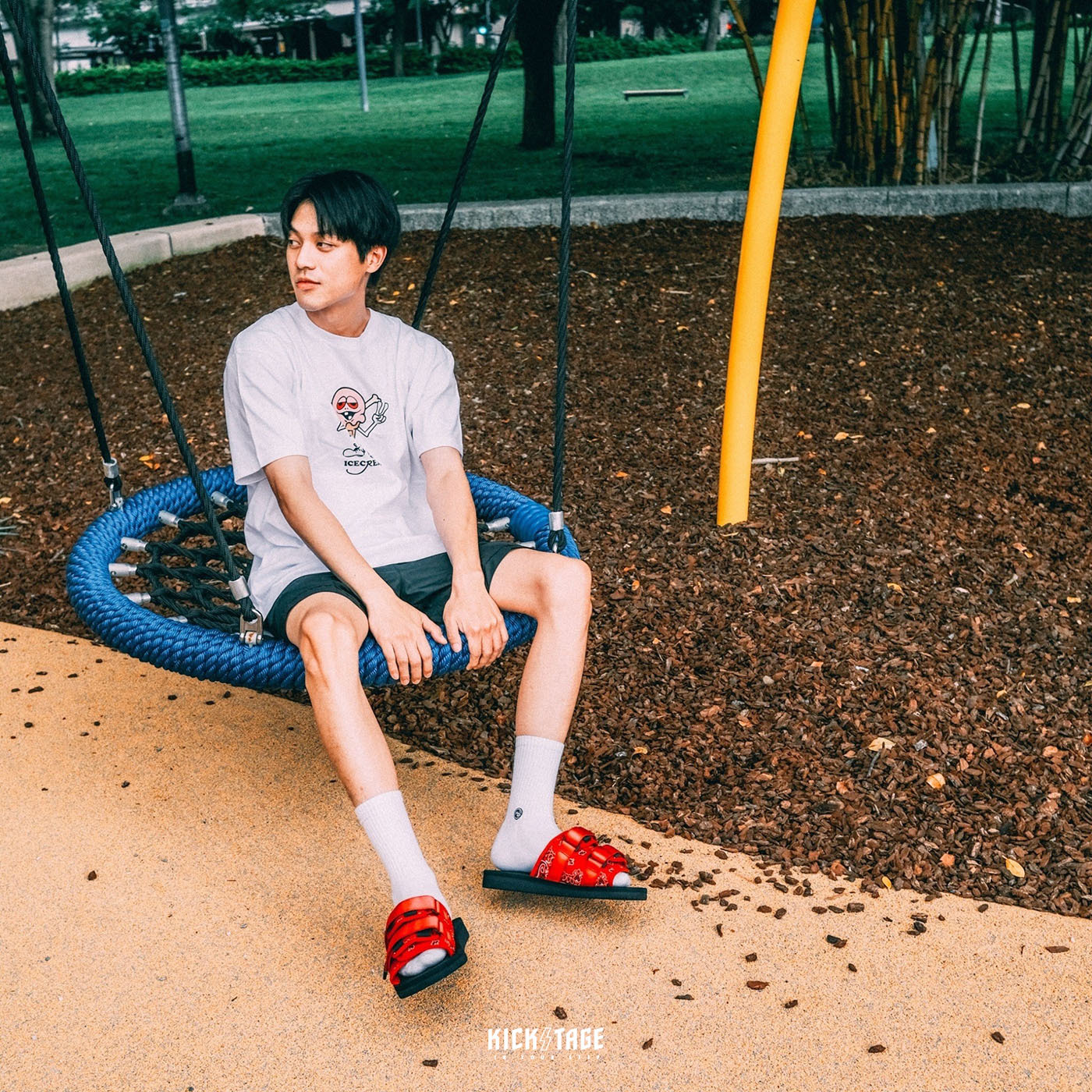 [出清商品售出無退換] SUICOKE MOTO-CAB-PT02 OG-056CPT02 紅色 變形蟲 腰果花 拖鞋 抗菌內裡 魔鬼氈【SK22056CPT2RD】