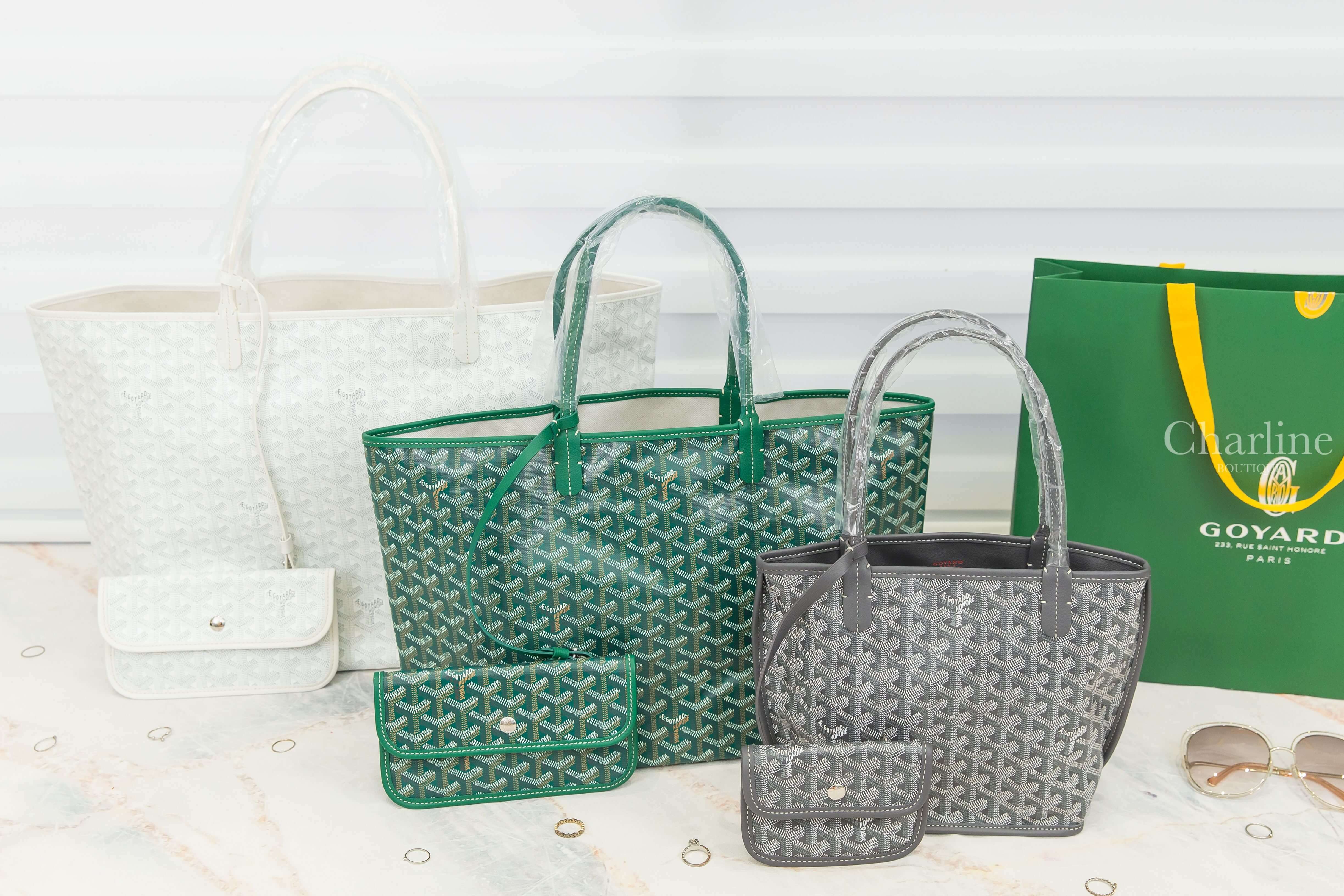 Goyard Tote 白色白提把大型無拉鍊托特包,Goyard Tote 綠色綠提把小型無拉鍊托特包,Goyard Tote 灰色灰提把迷你無拉鍊托特包-Charline Boutique 精品代購