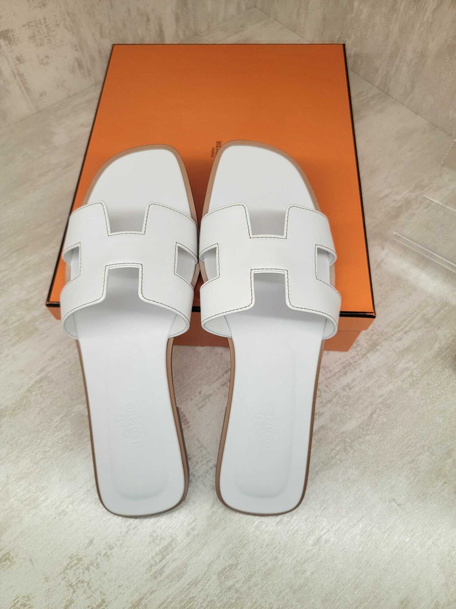 Hermes ORAN sandals blanc 白色平地拖鞋