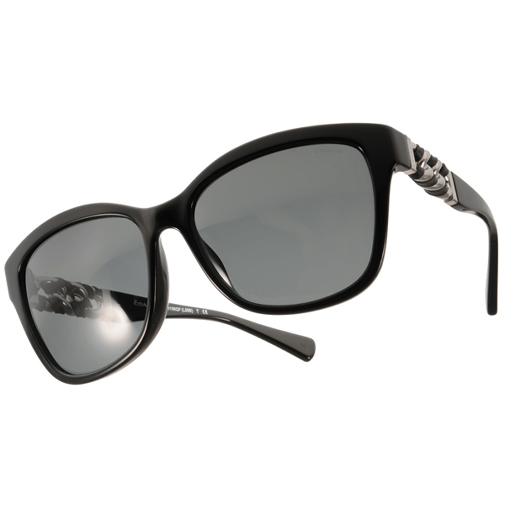 【COACH】COS8156QF 500211 貓眼皮革鎖鏈太陽眼鏡