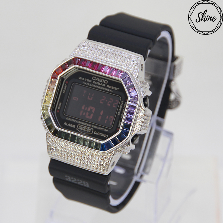 銀色 改裝手錶 DW-5600MS-1 - 彩虹