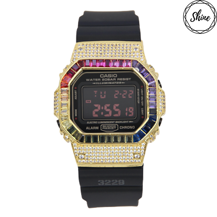 金色 改裝手錶 DW-5600MS-1 - 彩虹