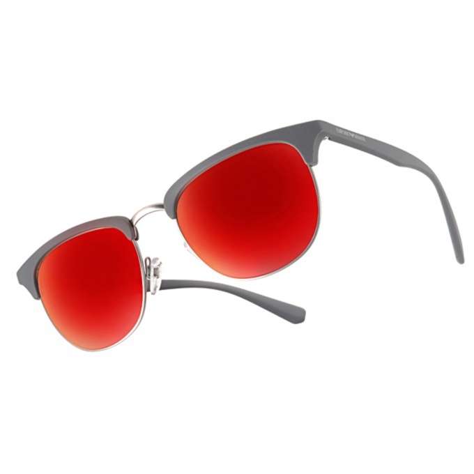 【EMPORIO ARMANI】EA4072 55026Q 率性眉框太陽眼鏡 (水銀鏡片)