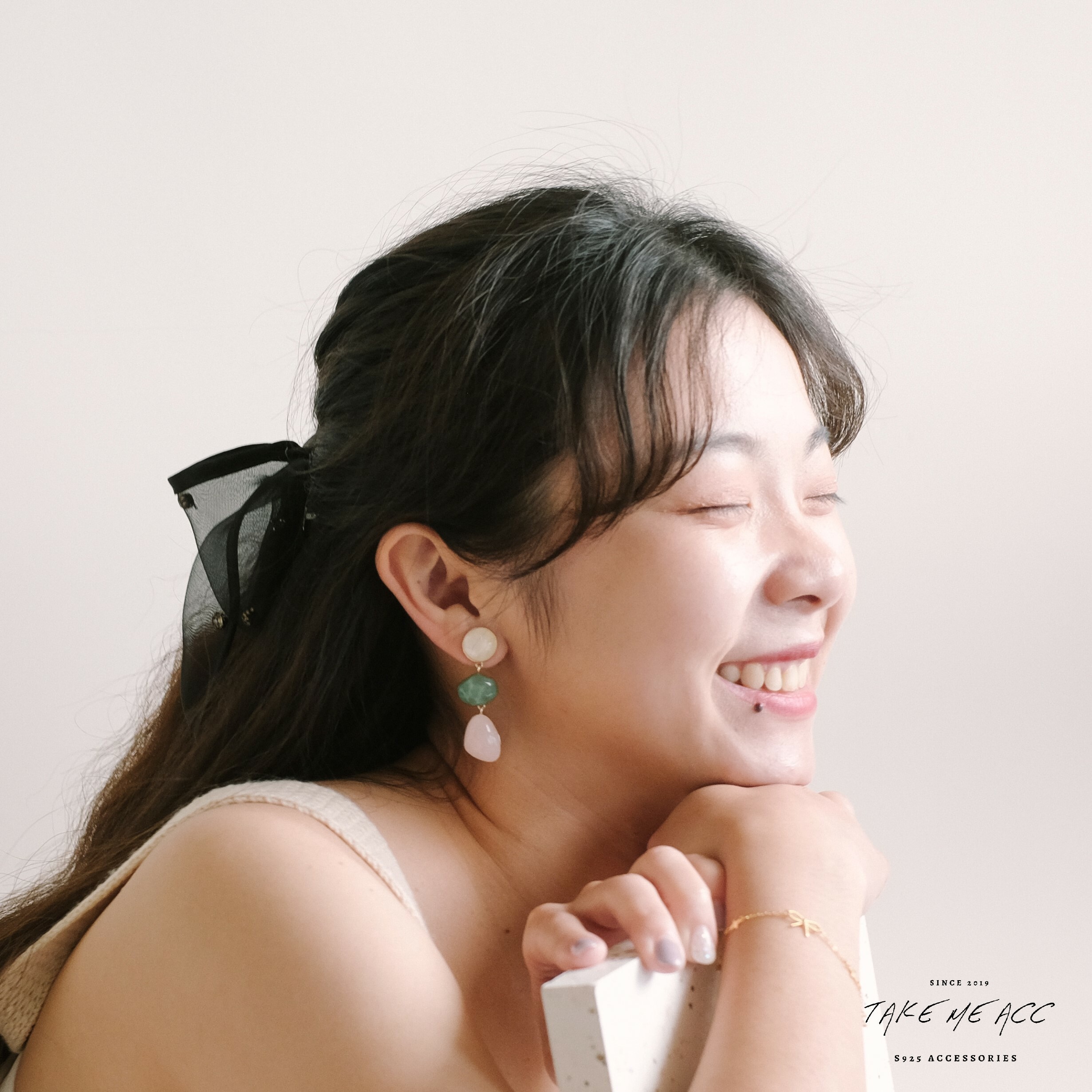 夏日池塘｜純銀針耳環