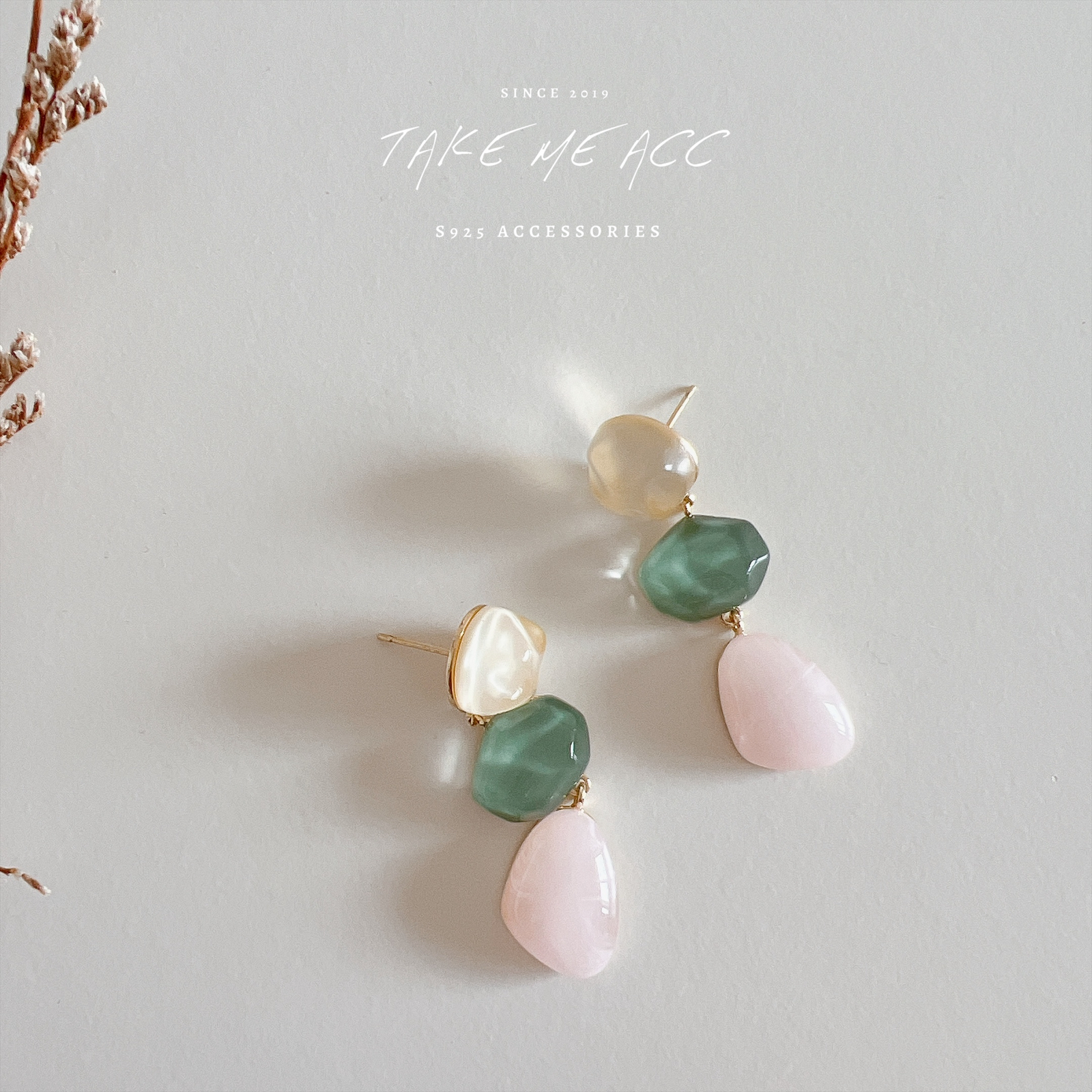 夏日池塘｜純銀針耳環