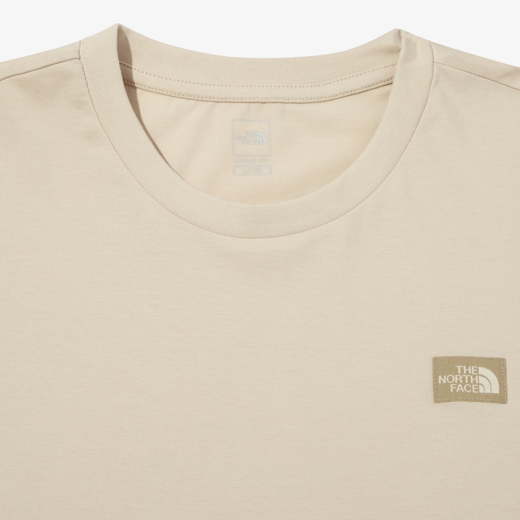 THE NORTH FACE OVERFIT 刺繡 小LOGO 短袖 短T 奶茶 NT7UN54B