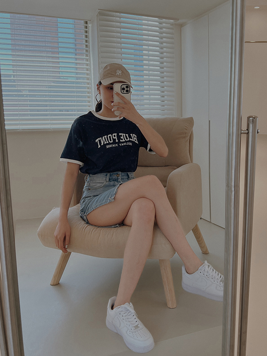 棒球Blue point滾邊T*2色