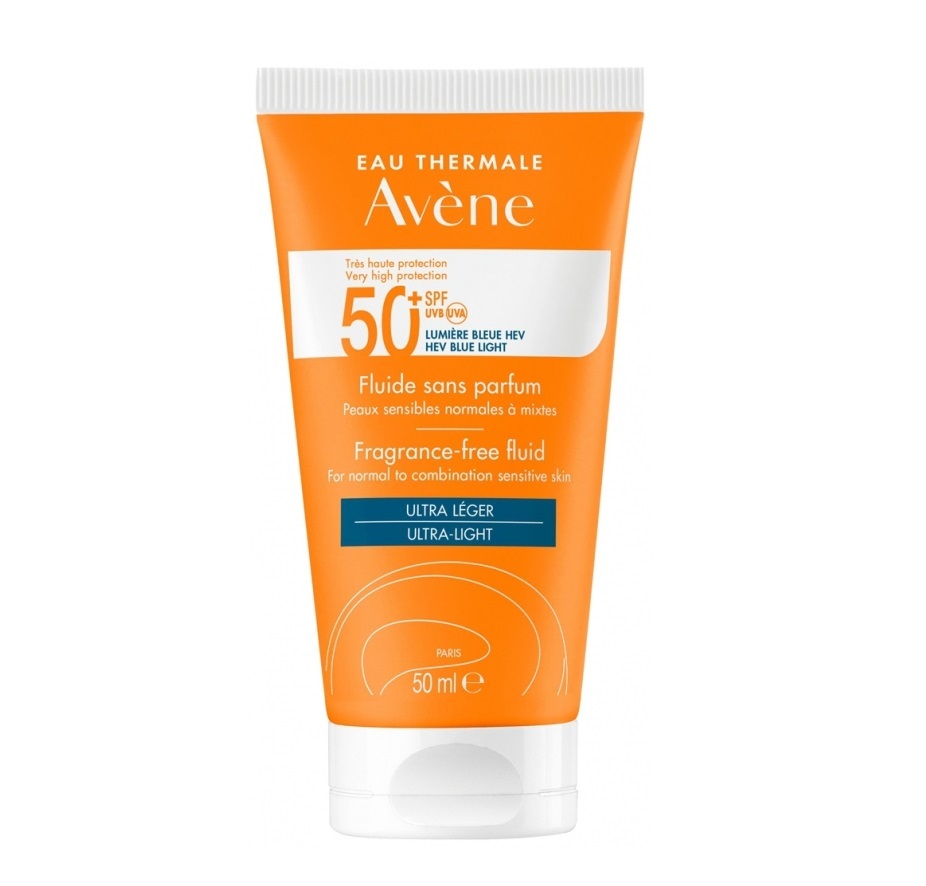 Avène Fluide Fragrance Free SPF50+ 高效清爽抗藍光防曬乳SPF50+ 50ml(平行進口)