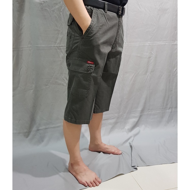 甄褲｜半鬆緊多口袋七分褲｜中高腰直筒・咖啡／深灰・純棉材質（30~43 吋）