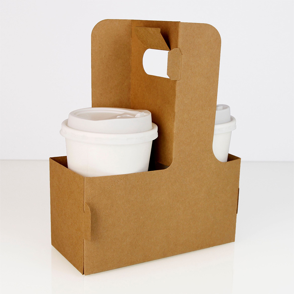 紙杯提盒 二杯 牛皮