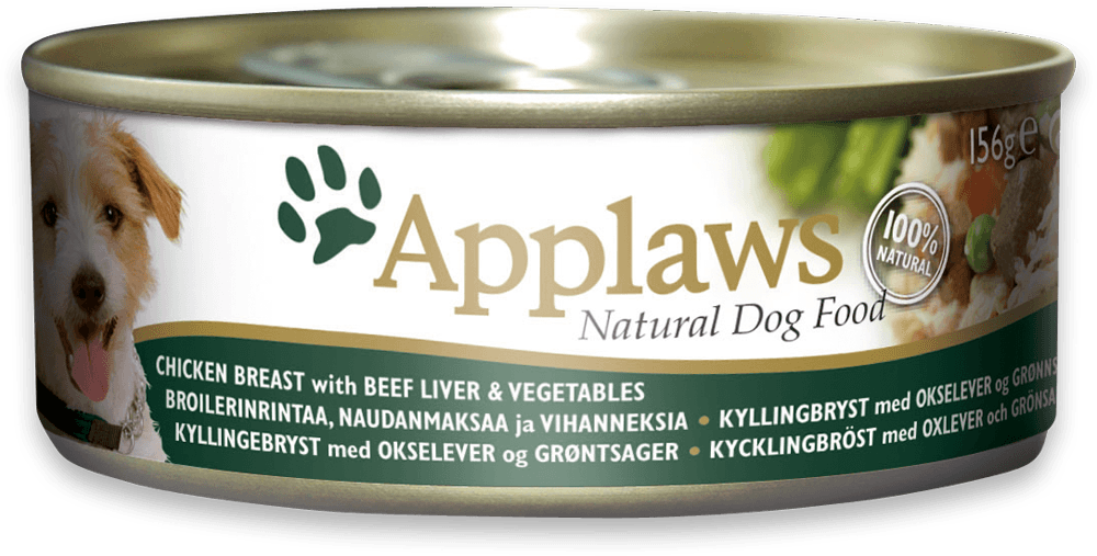 APPLAWS狗肉絲湯罐 – 雞柳, 牛肝, 蔬菜156G