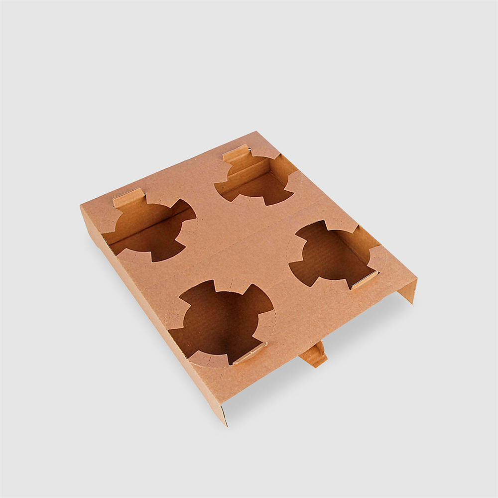 瓦楞杯座 四杯 牛皮