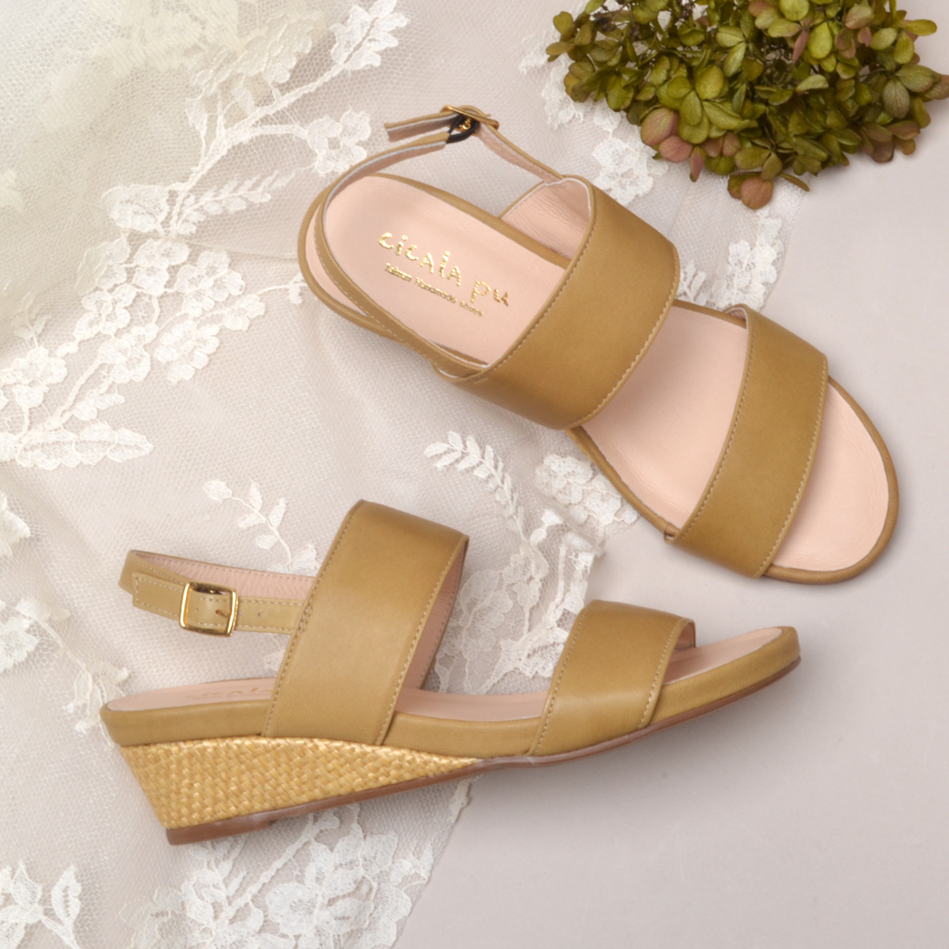 6202 土黃芒果  楔形涼鞋