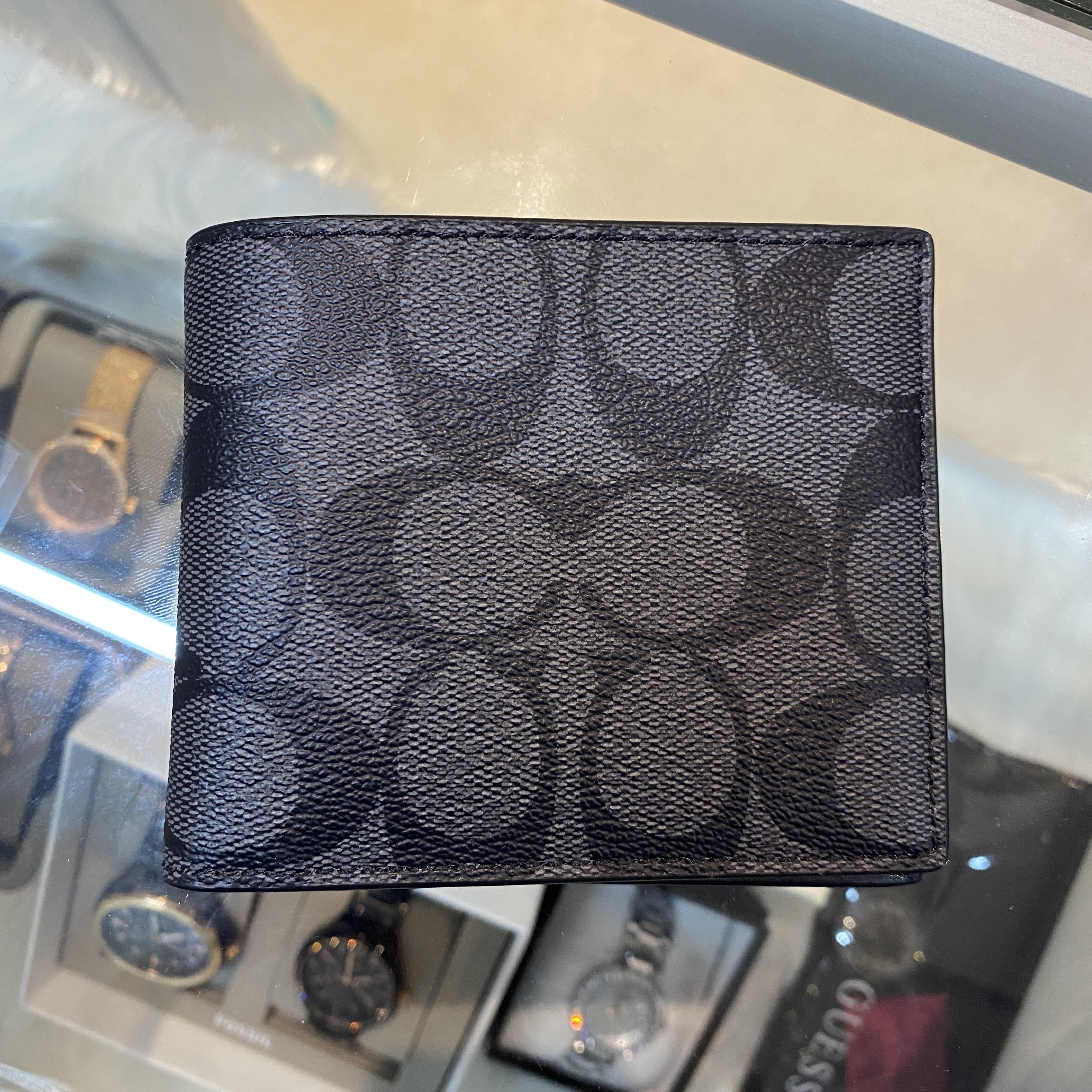 [S] COACH F66551 ID BILL SIG PVC CHARCOAL BLACK, 192643568747 (SCO20)