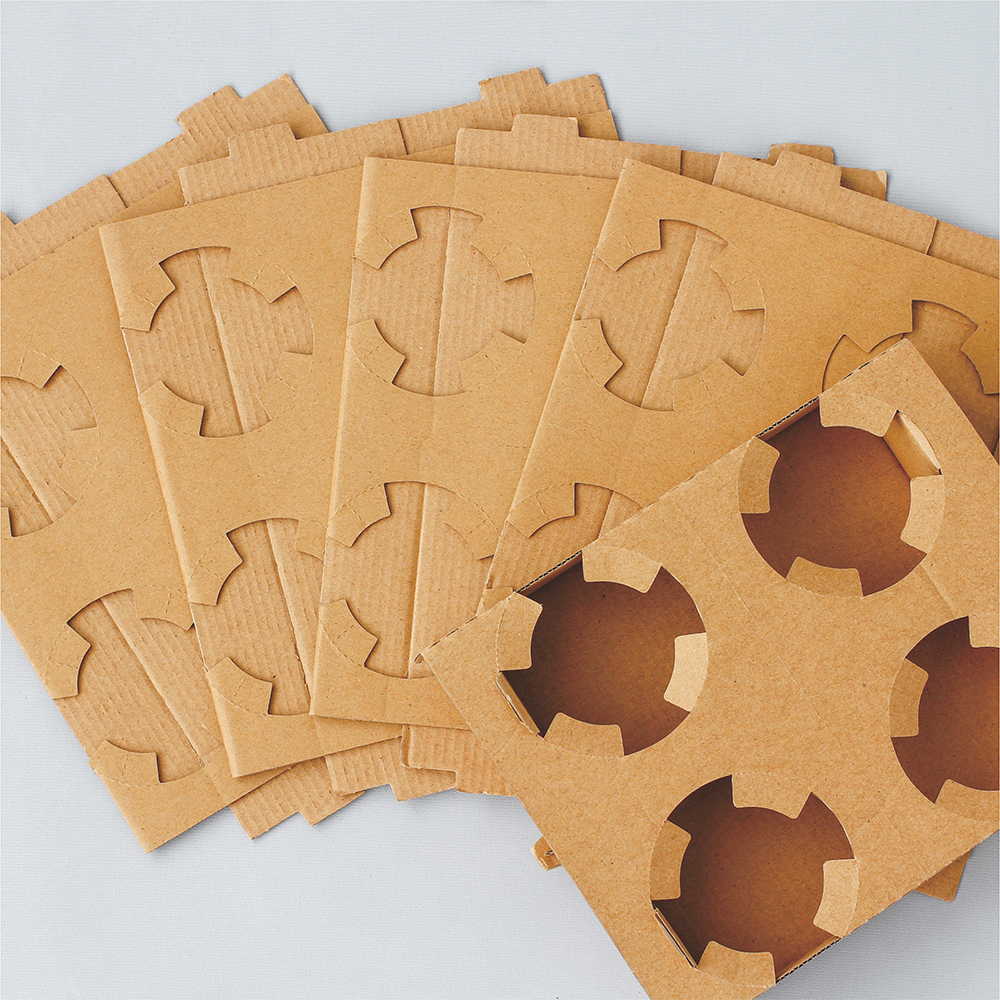 瓦楞杯座 四杯 牛皮